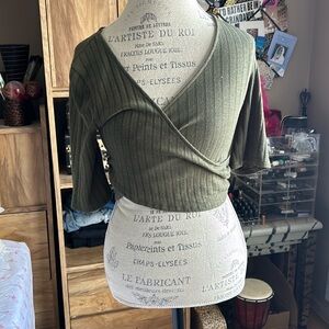 Express Ribbed Wrap Crop Top - Medium